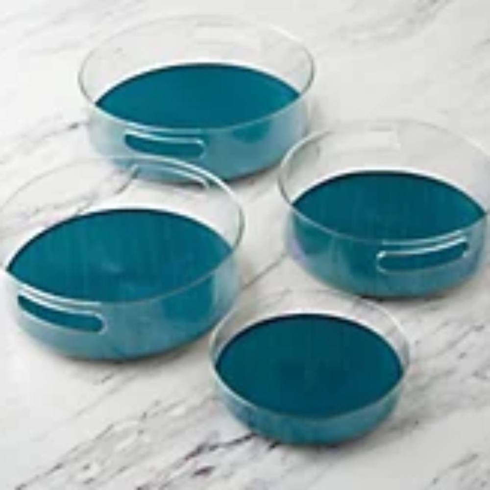 Cella 4-Piece Clear Turntable Set with Removable Liners - SEAPORT TEAL